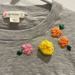 Light grey CREWCUTS sweater with floral stitching